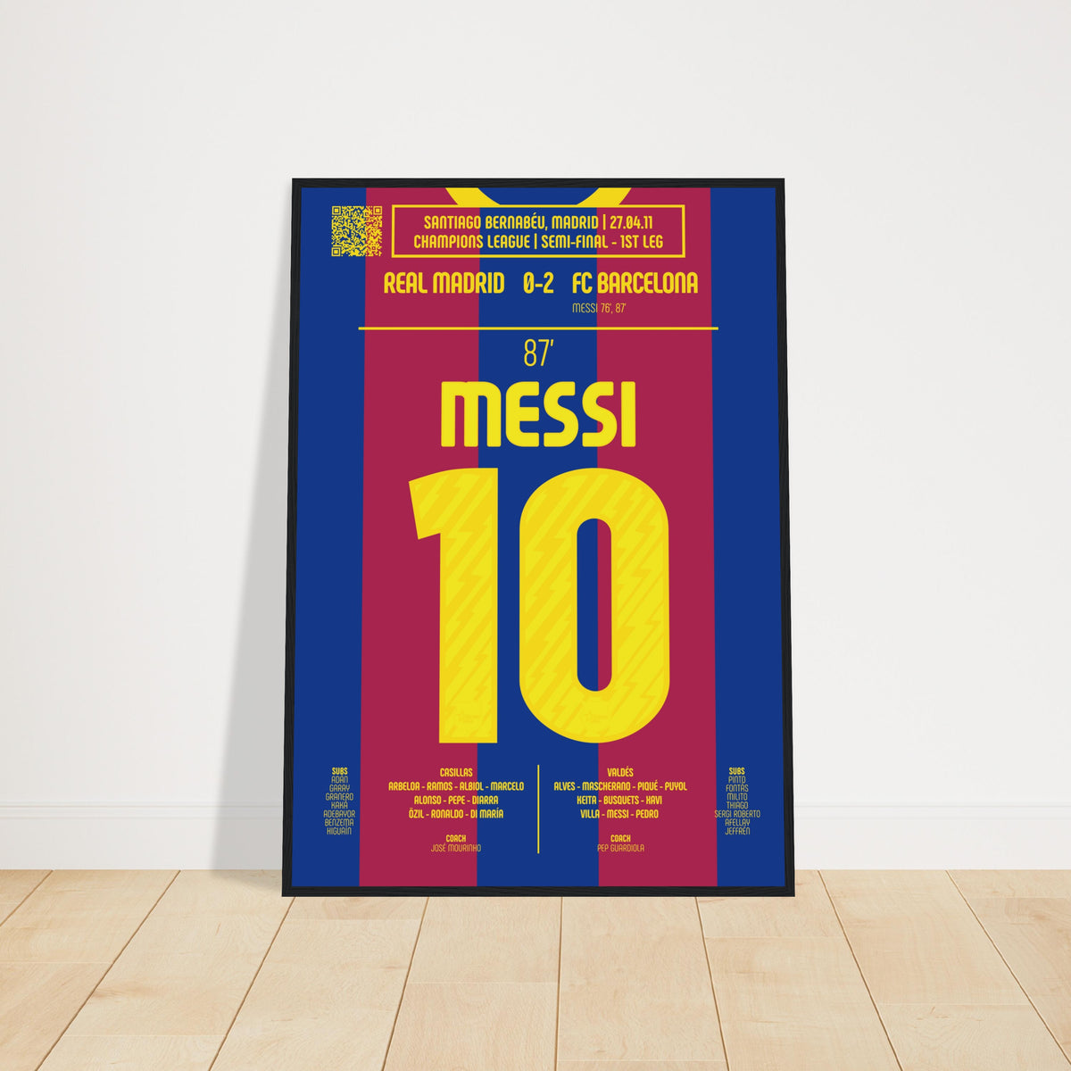 Lionel Messi: But emblématique contre le Real Madrid – Demi-finale de la Ligue des champions 2011 - Poster encadré
