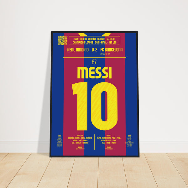Lionel Messi: But emblématique contre le Real Madrid – Demi-finale de la Ligue des champions 2011 - Poster encadré