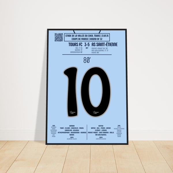 Bryan Bergougnoux: Panenka Iconique contre Saint-Étienne – Coupe de France 2015 - Poster avec cadre en bois noir / A4