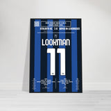 Ademola Lookman: But emblématique de la finale de la Ligue Europa 2024 - Poster encadré en bois noir / A4