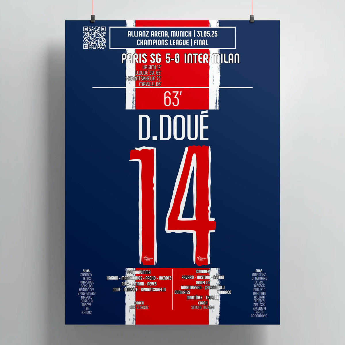 Poster du 2e but de Désiré Doué - PSG vs Inter Milan 2025