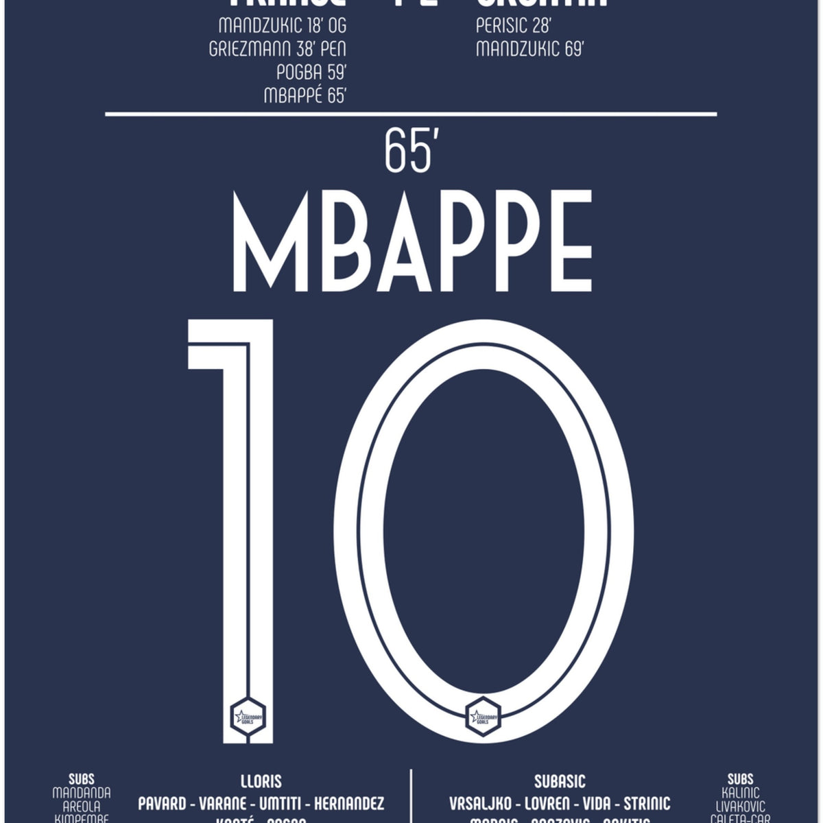 Kylian Mbappé: But emblématique de la finale de la Coupe du monde 2018 - Poster / A4