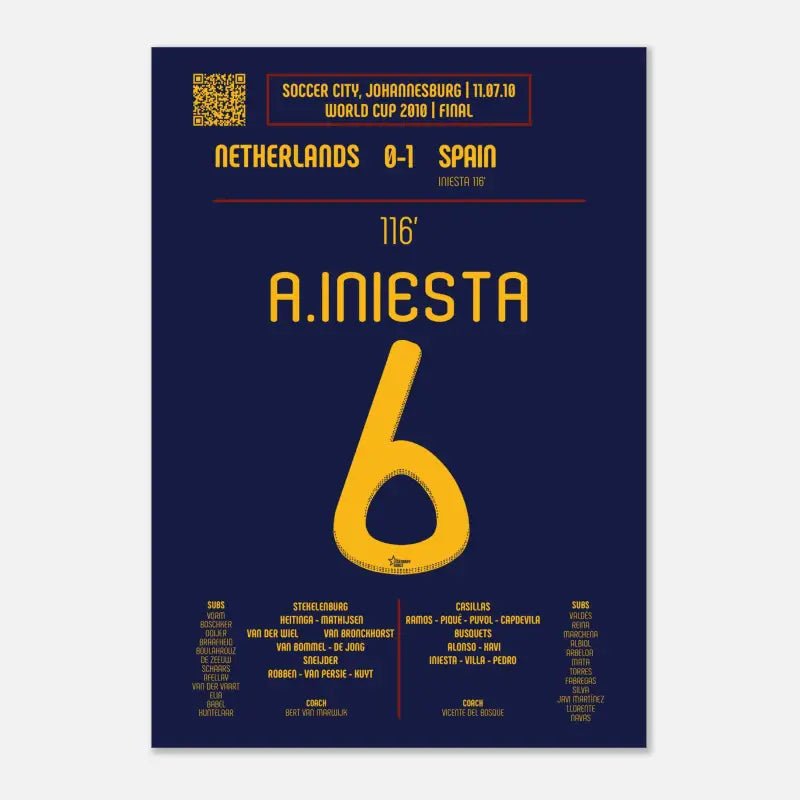 Poster du but d'Andrés Iniesta - Pays-Bas vs Espagne 2010