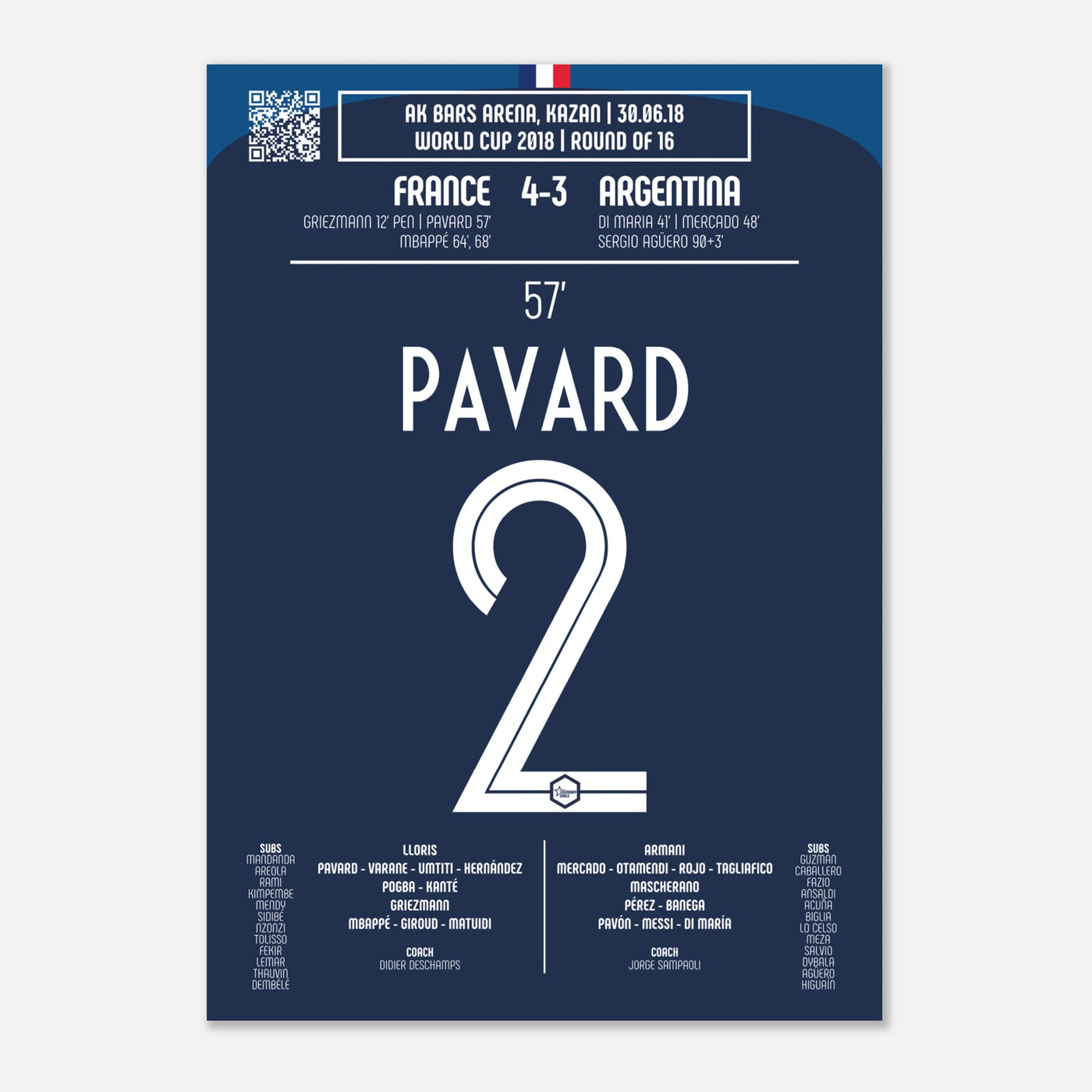 Poster du but de Benjamin Pavard - France vs Argentine 2018