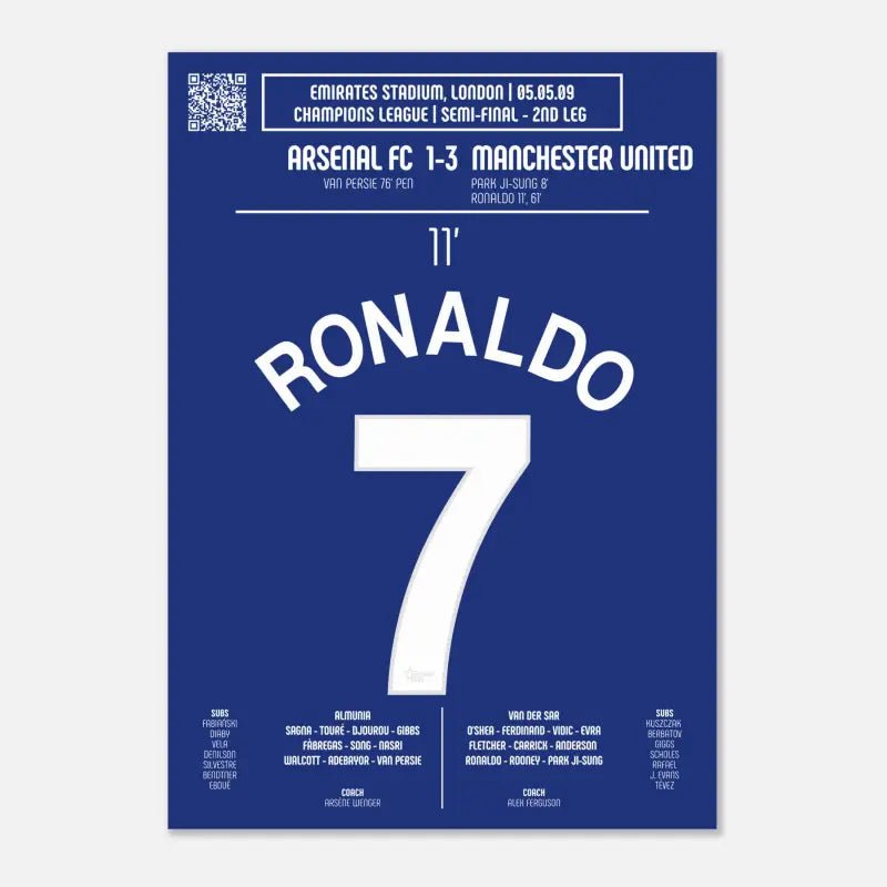 Poster du but de Cristiano Ronaldo - Arsenal vs Manchester United 2009