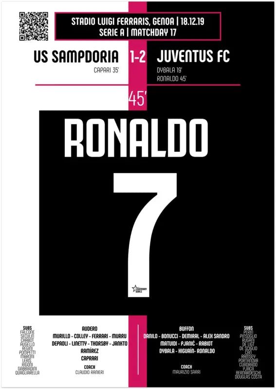 Cristiano Ronaldo 2019 : But emblématique contre la Sampdoria - Legendary Goals