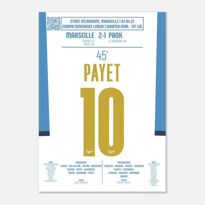 Poster du but de Dimitri Payet - OM vs PAOK 2022