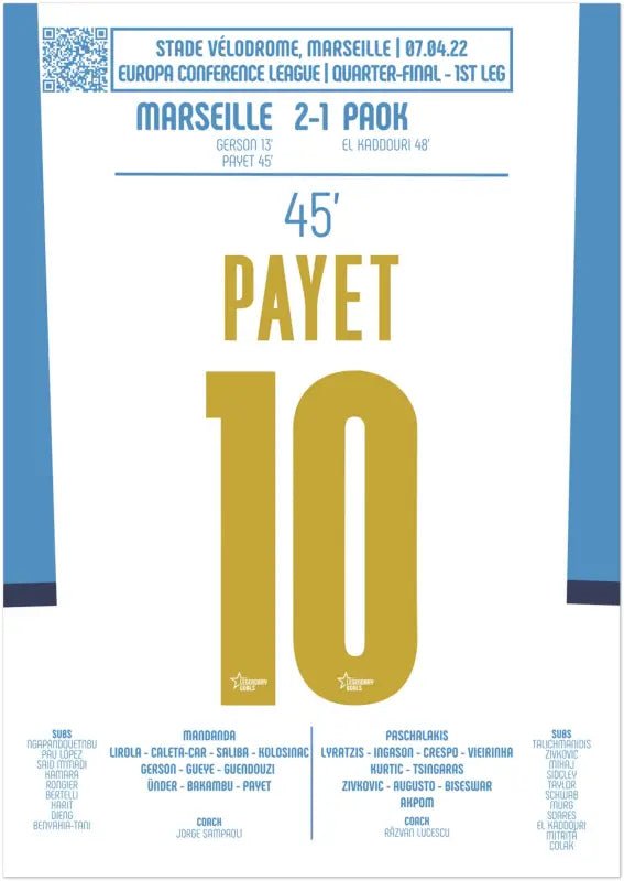 Dimitri Payet – Reprise magique contre le PAOK – Olympique de Marseille, 2022 - Legendary Goals