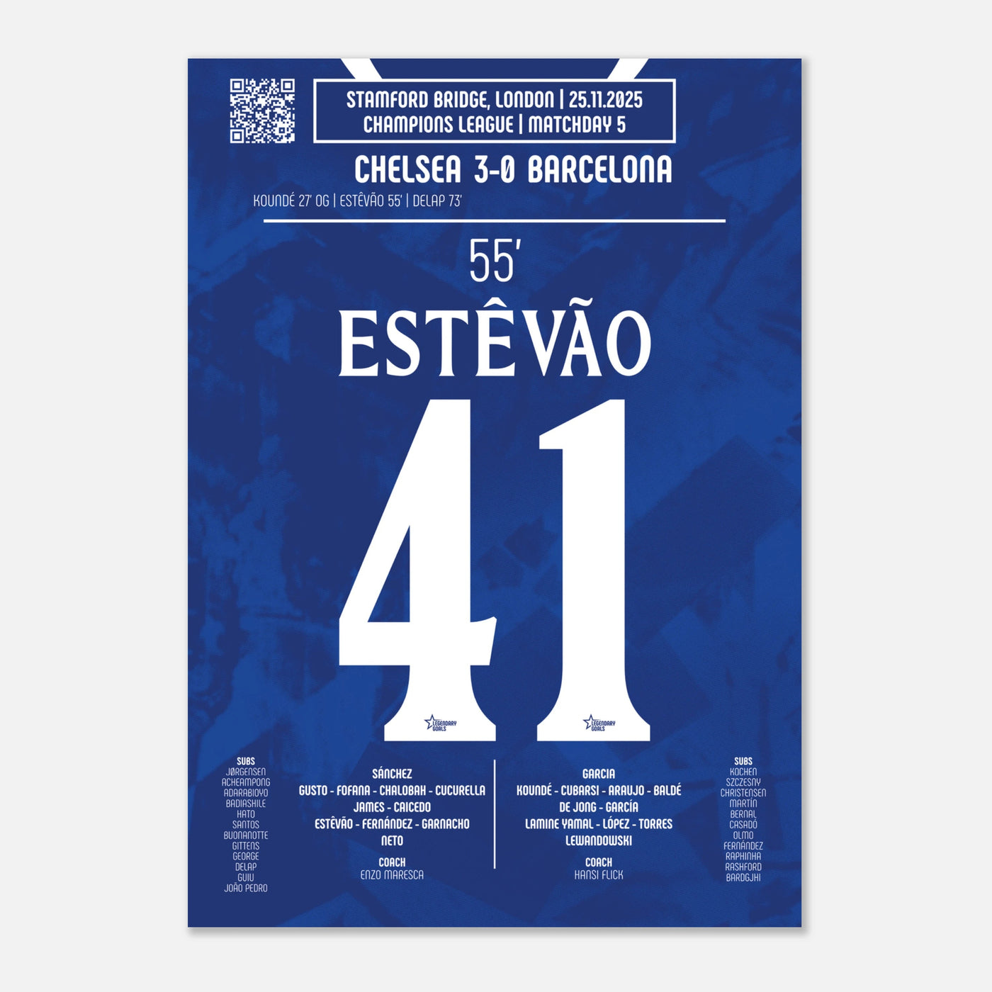 Poster du but d'Estêvão - Chelsea vs Barça 2025