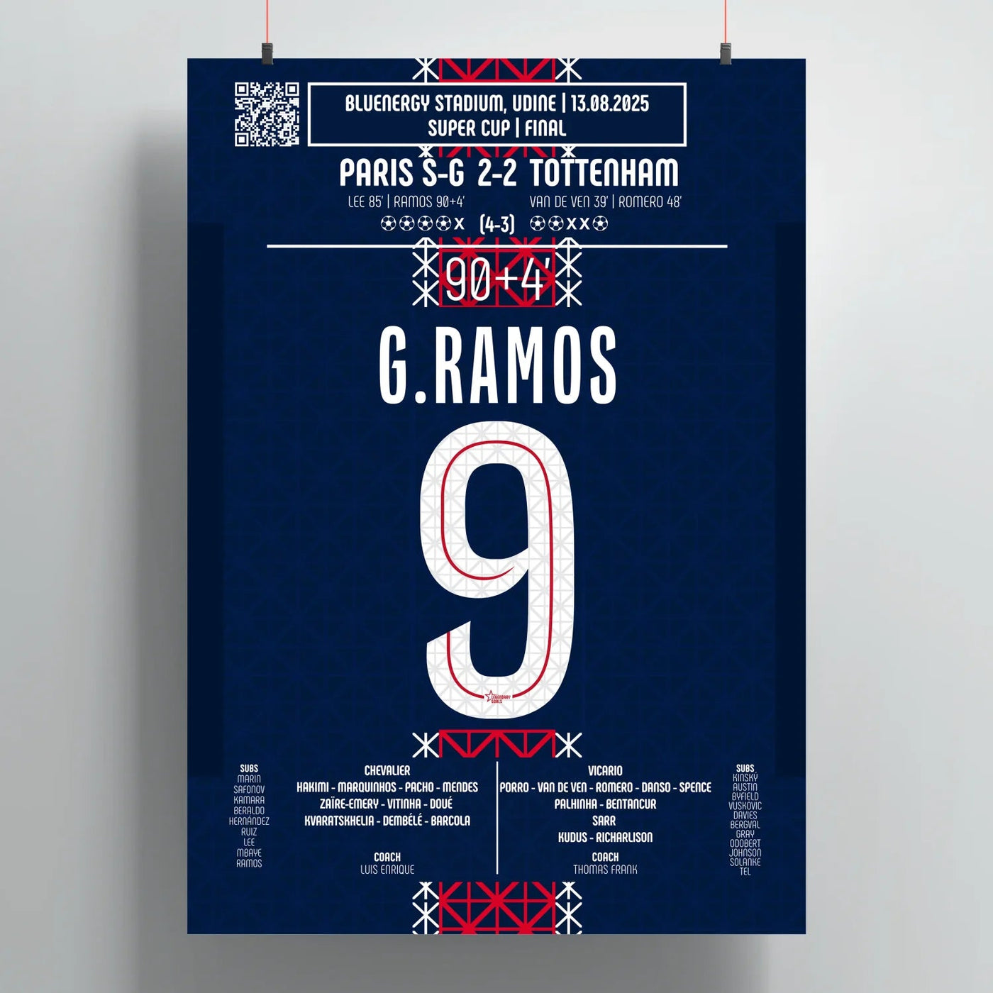 Poster du but de Gonçalo Ramos - PSG vs Tottenham 2025