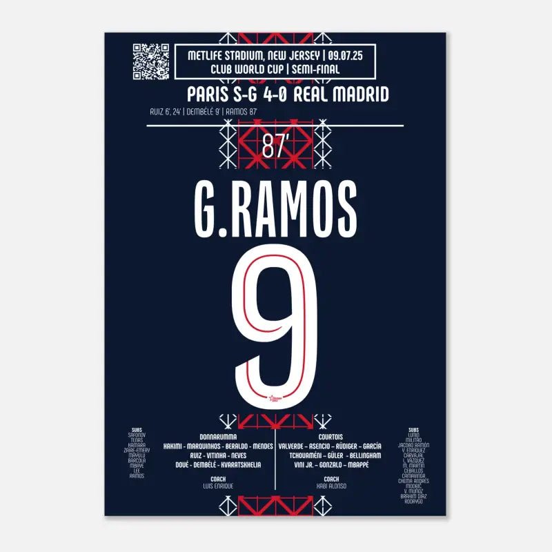Poster du but de Gonçalo Ramos - PSG vs Real Madrid 2025