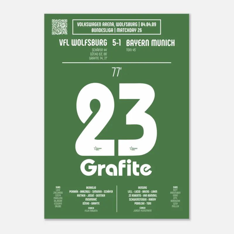 Poster du but de Grafite - Wolfsburg vs Bayern Munich 2009