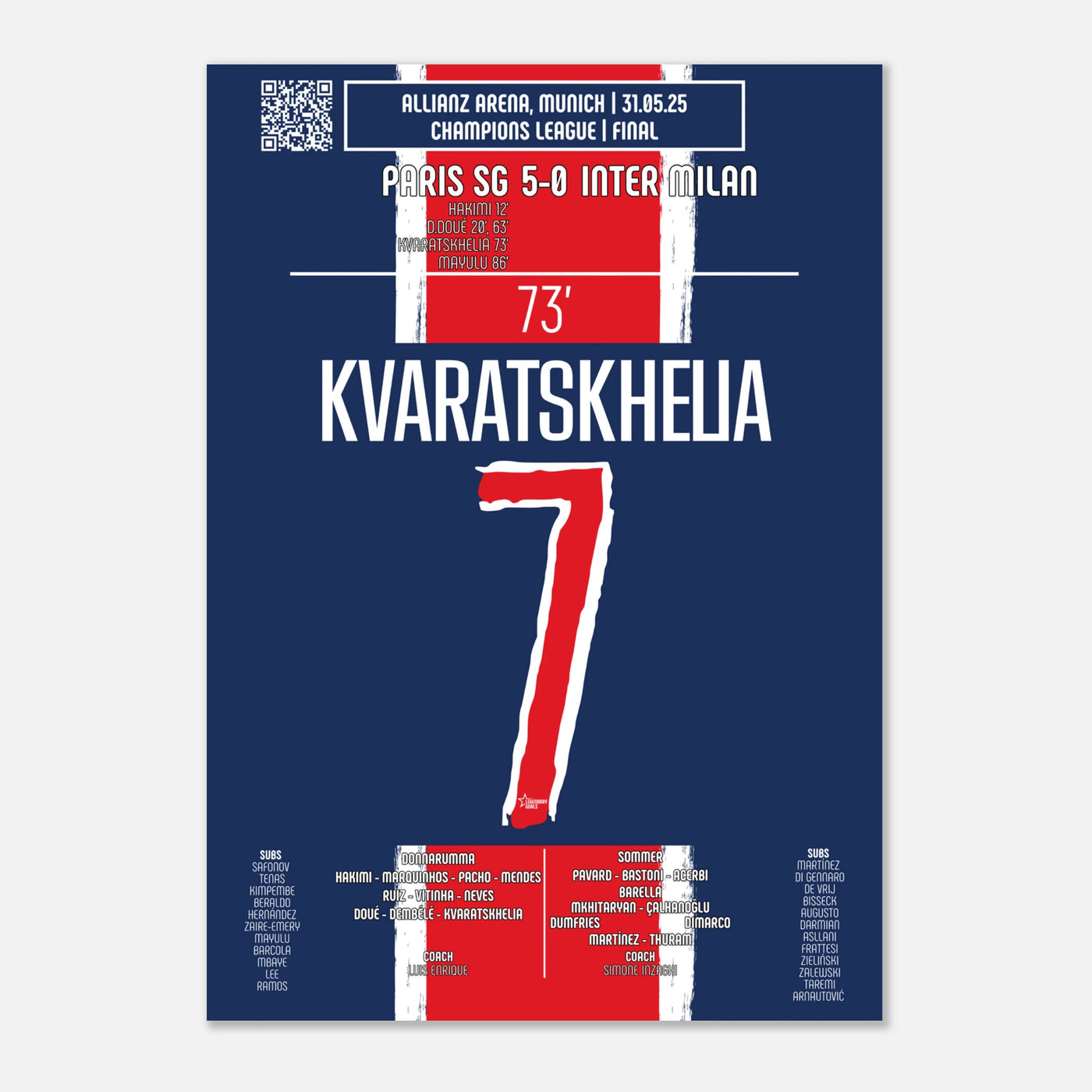 Poster du but de Khvicha Kvaratskhelia - PSG vs Inter Milan 2025