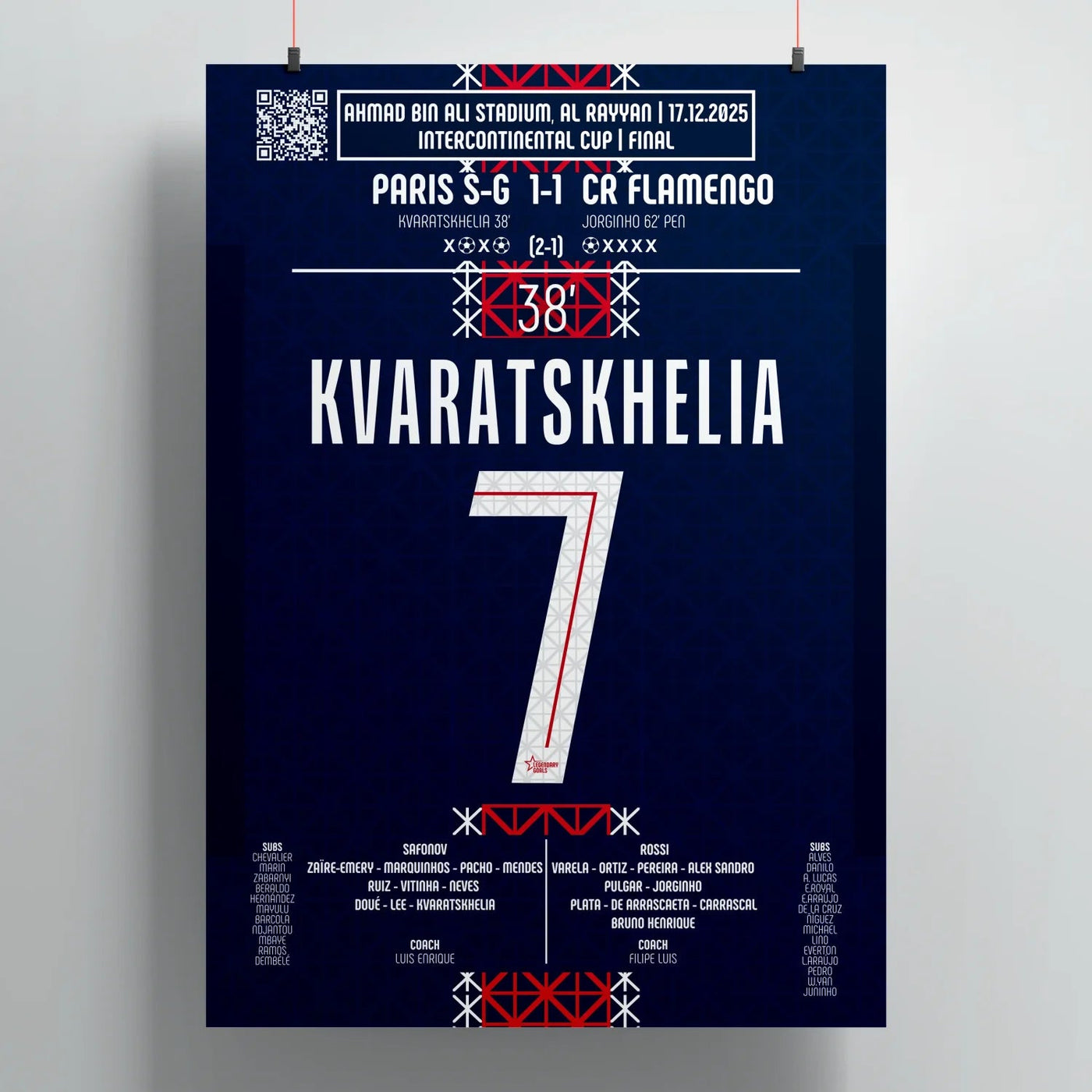 Poster du but de Khvicha Kvaratskhelia - PSG vs Flamengo 2025