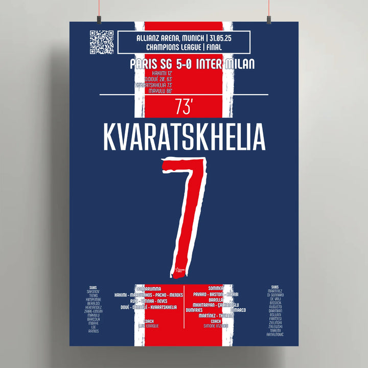 Poster du but de Khvicha Kvaratskhelia - PSG vs Inter Milan 2025 - Poster