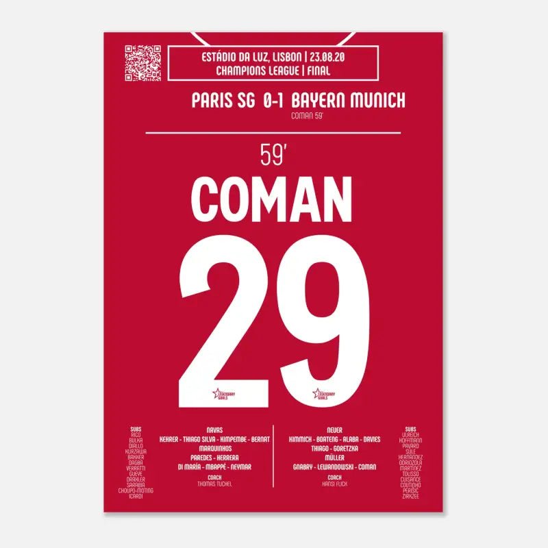 Poster du but de Kingsley Coman - PSG vs Bayern Munich 2020
