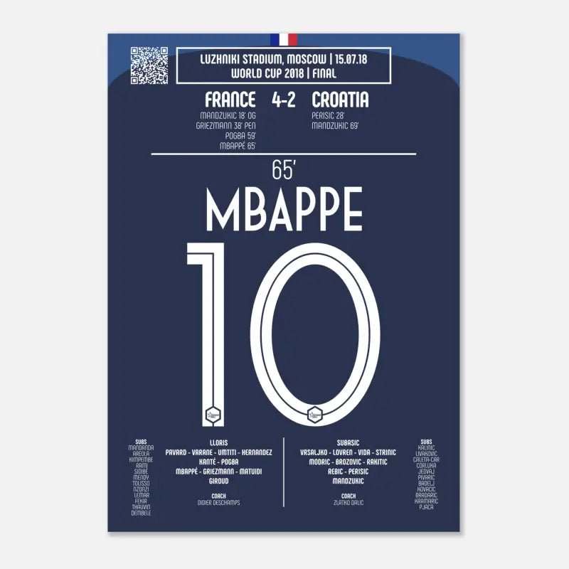 Poster du but de Kylian Mbappé - France vs Croatie 2018