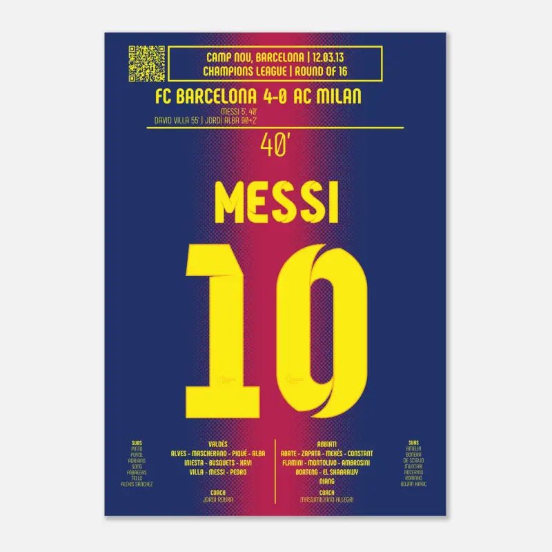Poster du but de Lionel Messi - FC Barcelone vs AC Milan 2013