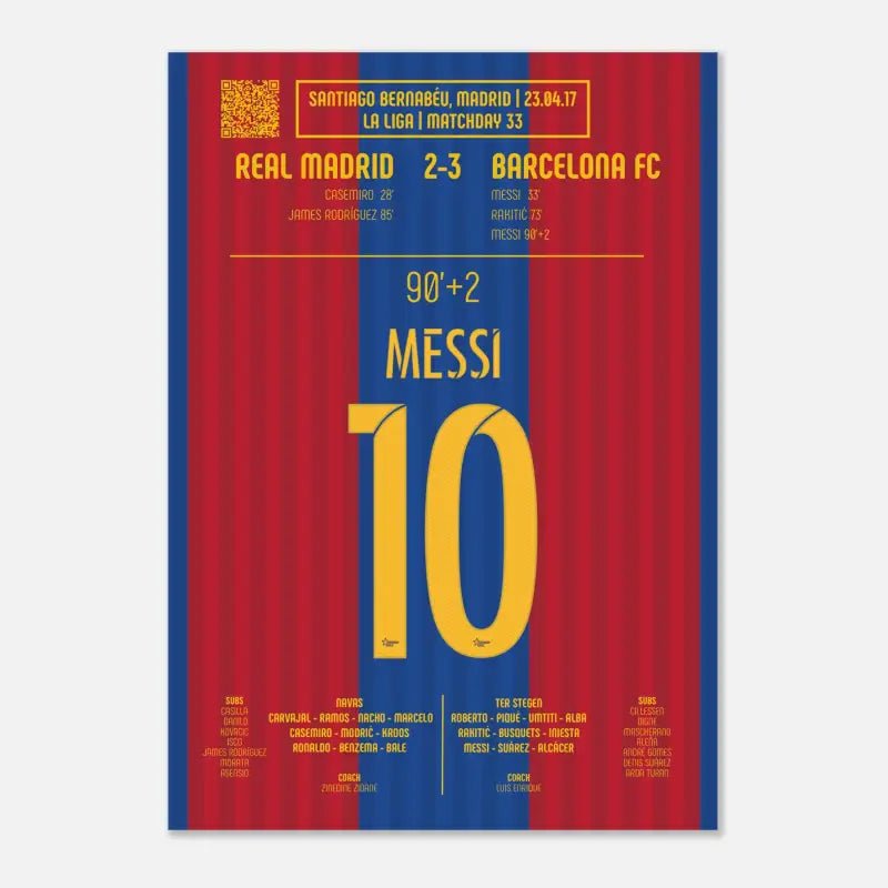 Poster du but de Lionel Messi - Real Madrid vs Barcelone 2017