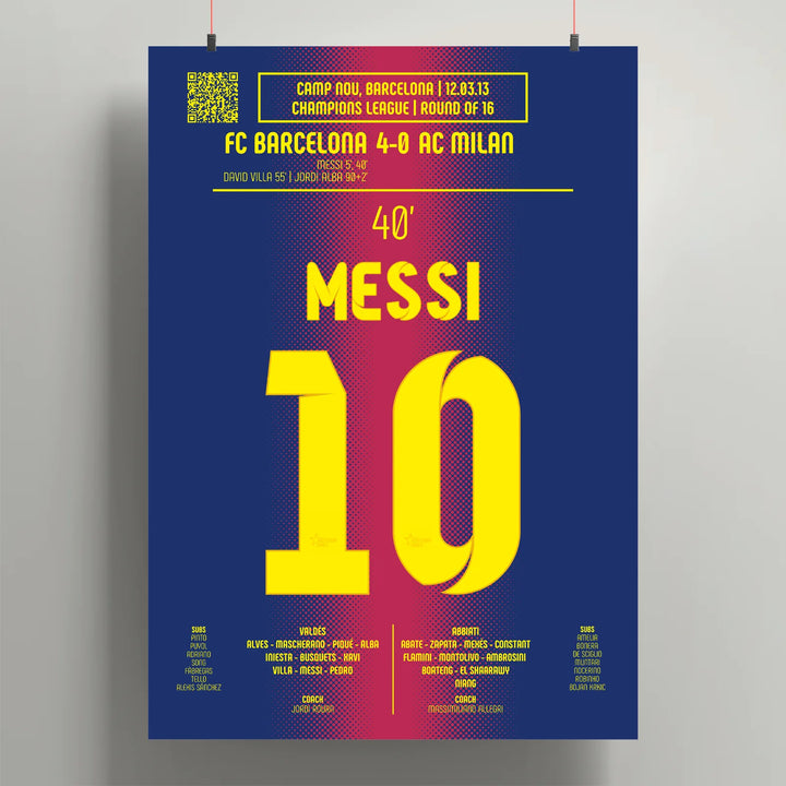 Poster du but de Lionel Messi - FC Barcelone vs AC Milan 2013 - Poster
