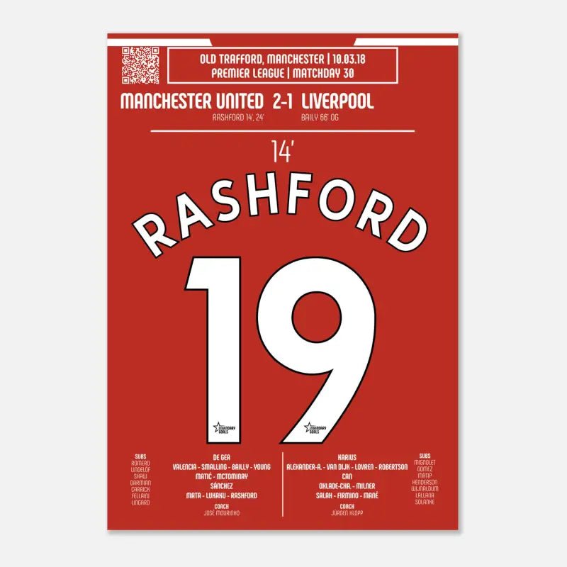 Poster du but de Marcus Rashford - Manchester United vs Liverpool 2018