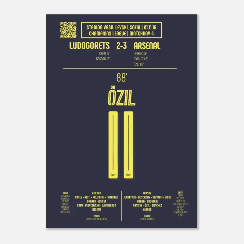 Poster du but de Mesut Özil - Ludogorets vs Arsenal 2016