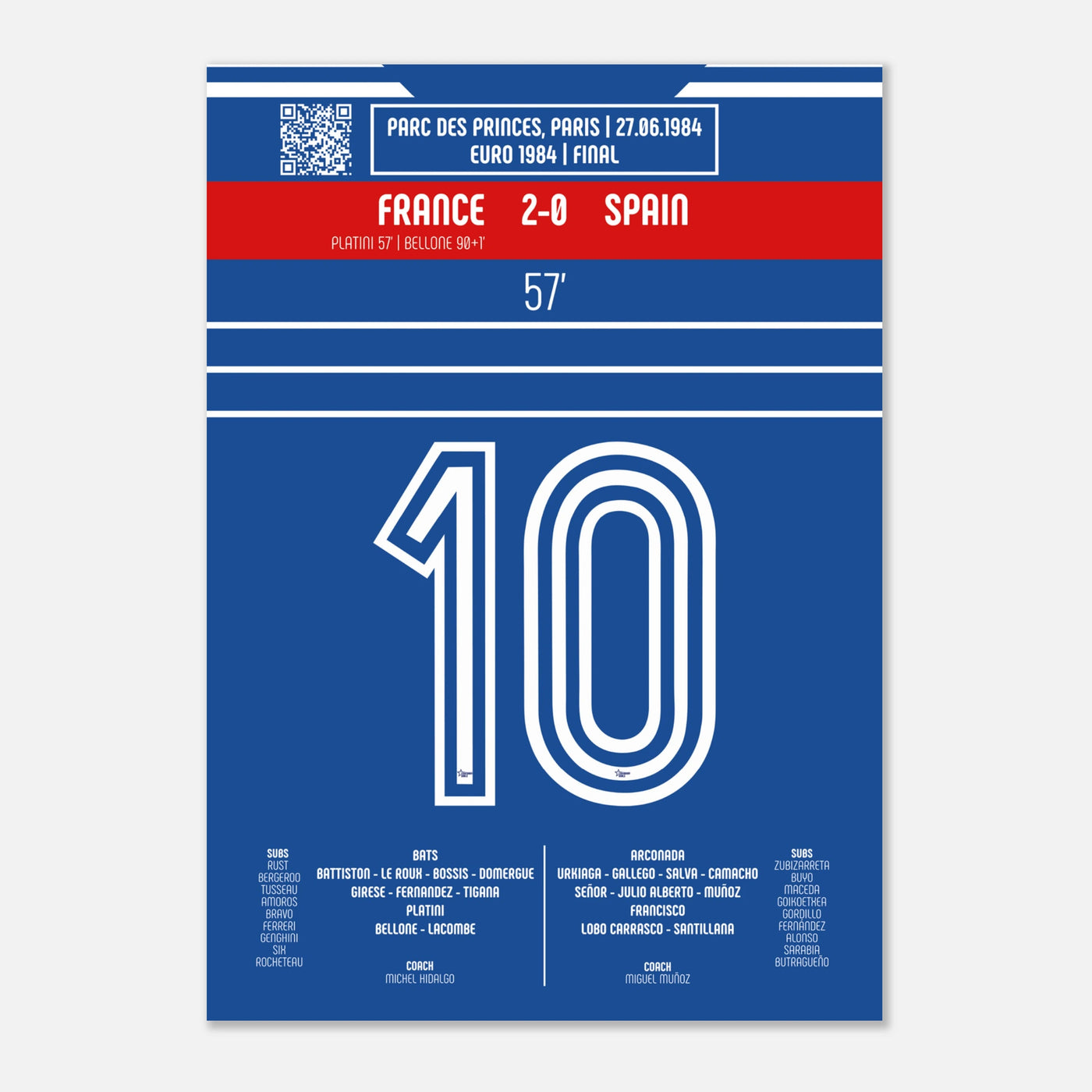 Poster du but de Michel Platini - France vs Espagne 1984