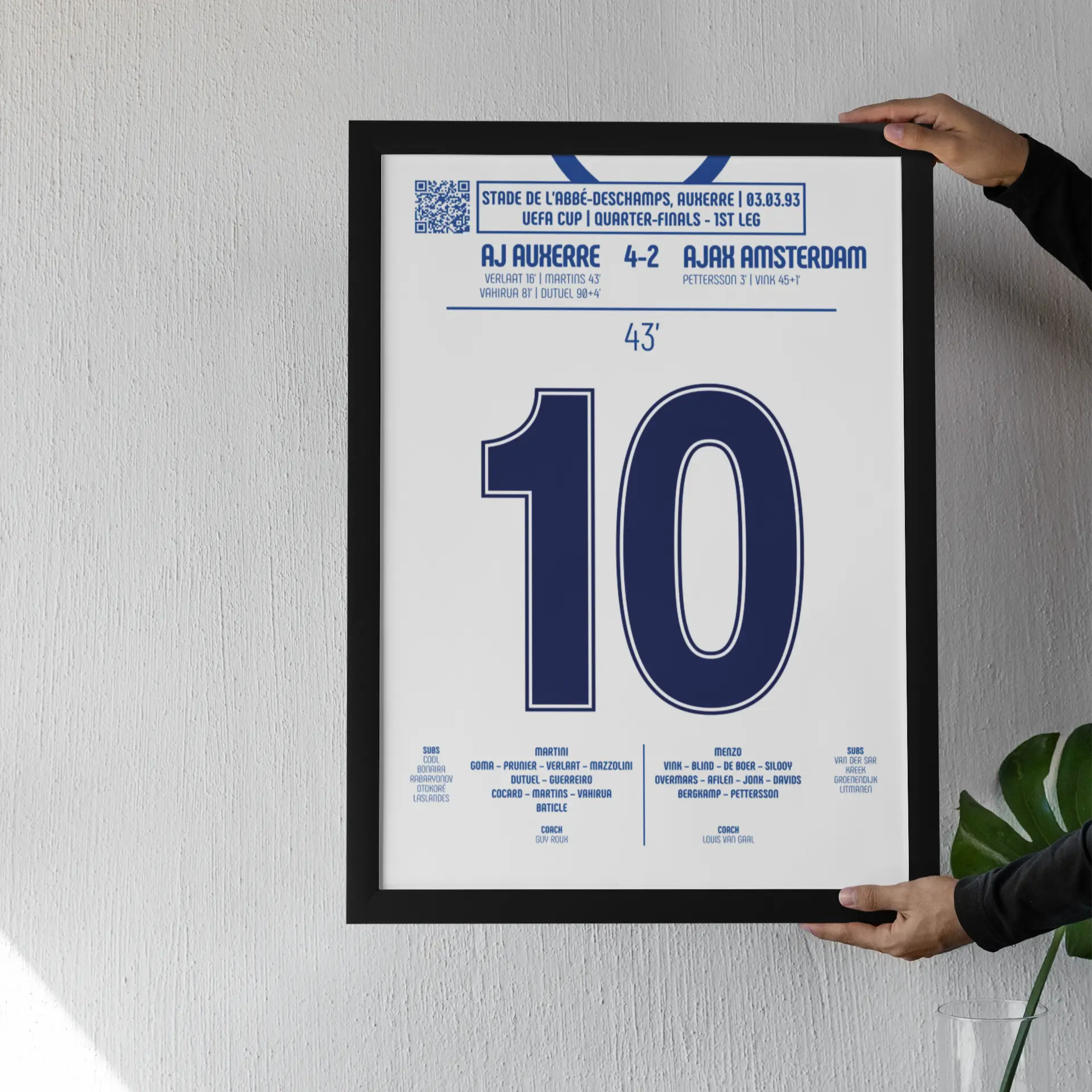 Poster du but de Corentin Martins - AJ Auxerre vs Ajax Amsterdam 1993