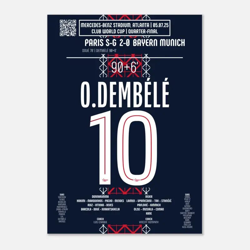 Poster du but d'Ousmane Dembélé - PSG vs Bayern Munich 2025