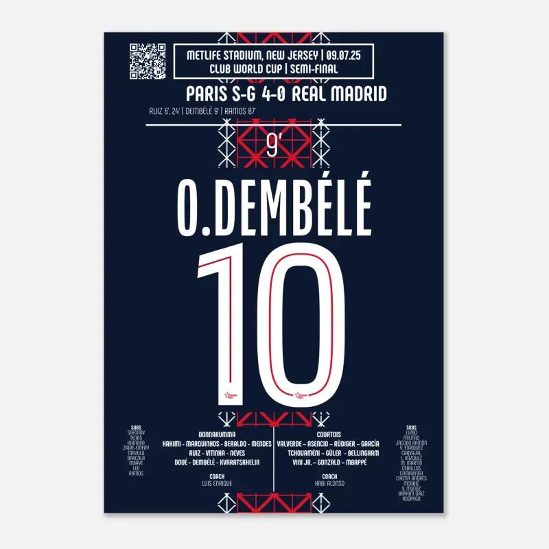Poster du but d'Ousmane Dembélé - PSG vs Real Madrid 2025