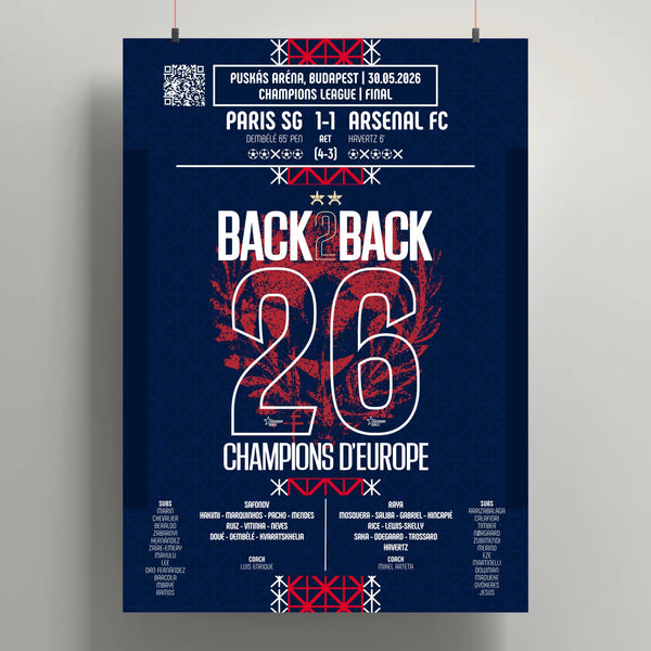 Poster de la victoire du Paris Saint - Germain - PSG vs Arsenal 2026 - Legendary Goals