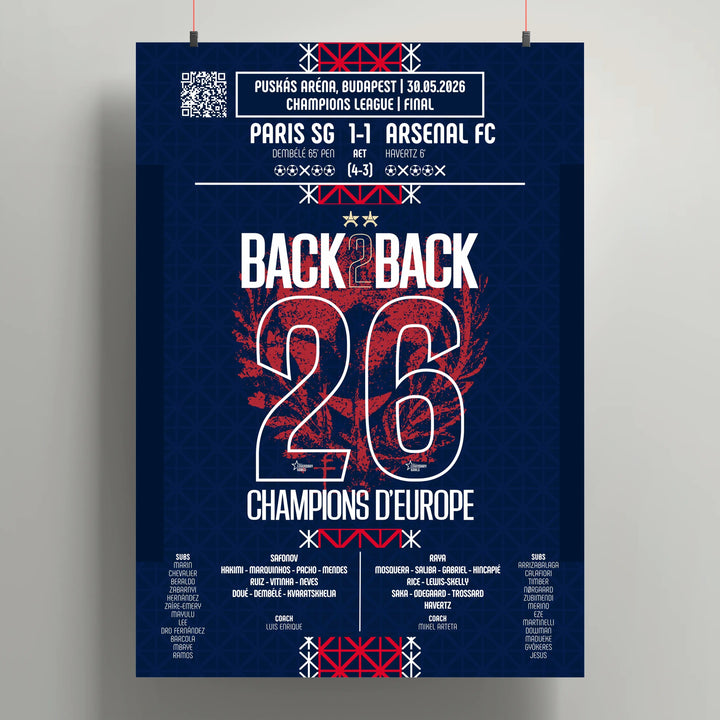 Póster de la victoria del Paris Saint - Germain - PSG vs Arsenal 2026 - Legendary Goals