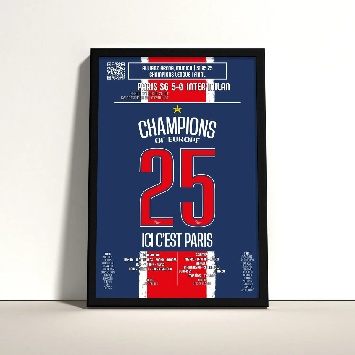 Poster de la victoire du Paris Saint - Germain - PSG vs Inter Milan 2025 (V1) - Legendary Goals