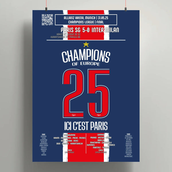 Poster de la victoire du Paris Saint - Germain - PSG vs Inter Milan 2025 (V1) - Legendary Goals