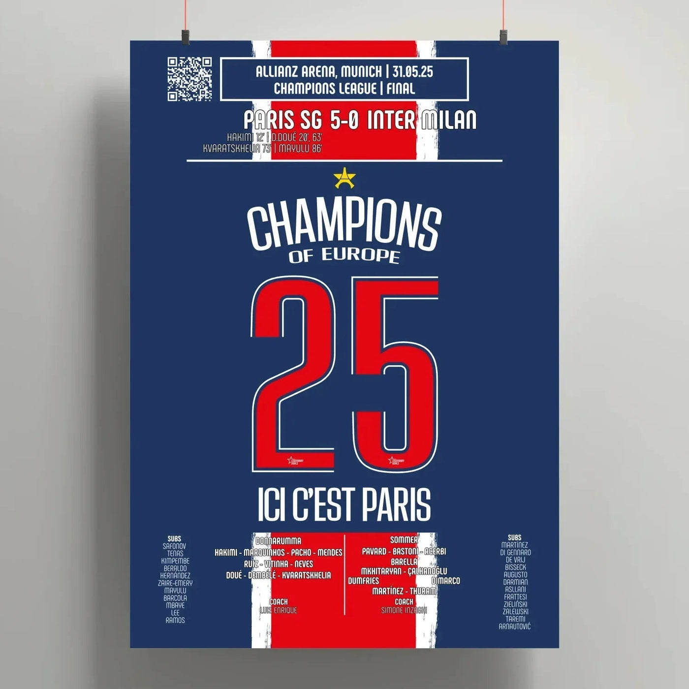 Poster de la victoire du Paris Saint-Germain - PSG vs Inter Milan 2025 (V1)