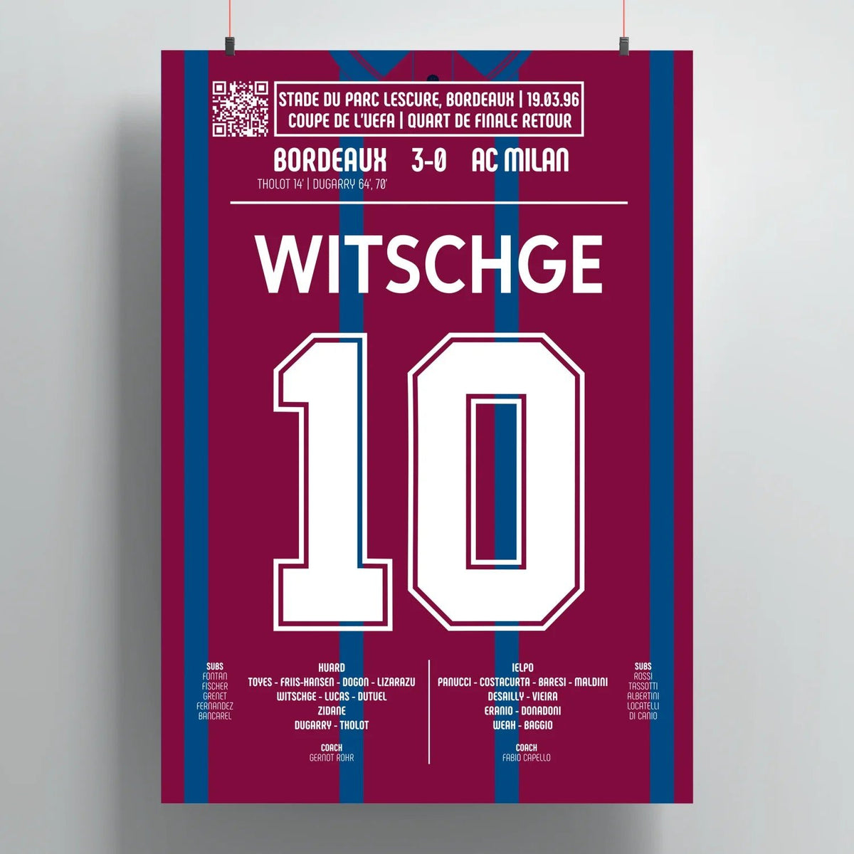 Poster de Richard Witschge – Bordeaux vs AC Milan 1996 - Legendary Goals