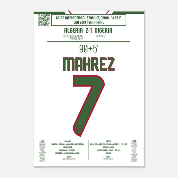 Poster de Riyad Mahrez : But Décisif contre le Nigeria – CAN 2019 - Legendary Goals