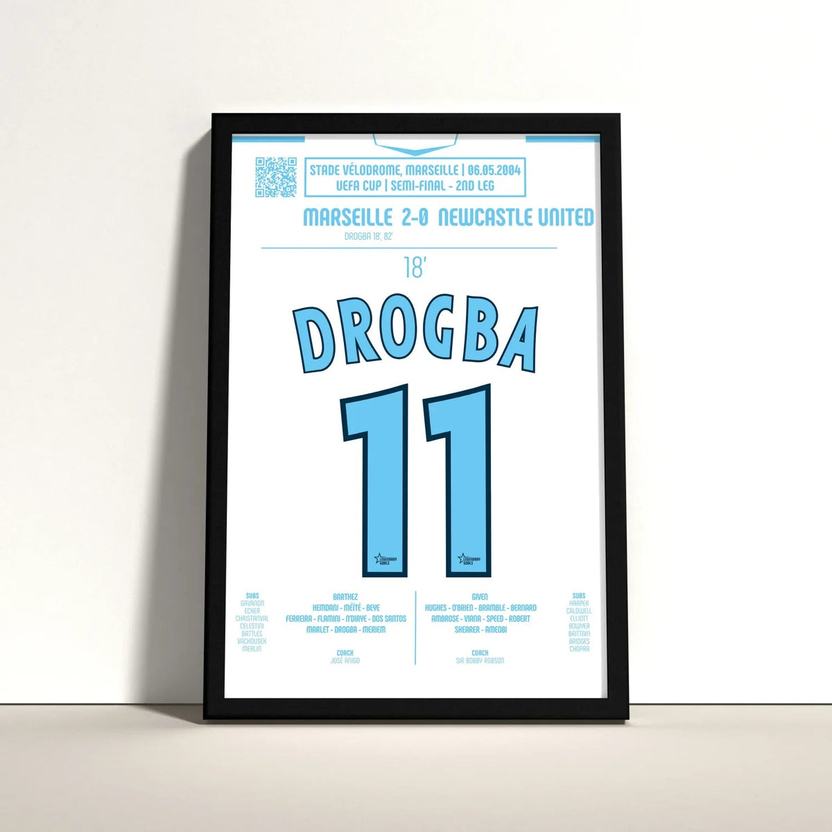 Poster du 1er but de Didier Drogba – OM vs Newcastle 2004 - Legendary Goals
