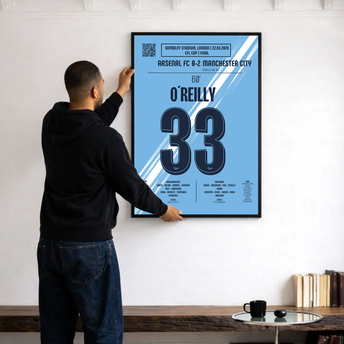 Poster du 1er but de O’Reilly – Arsenal vs Manchester City 2026 - Legendary Goals