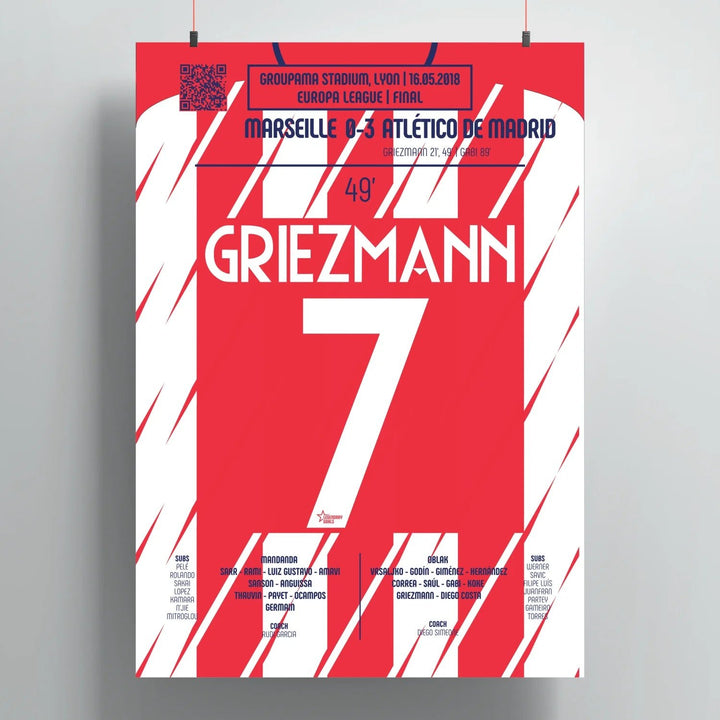Póster del segundo gol de Antoine Griezmann – OM vs Atlético Madrid 2018 - Legendary Goals