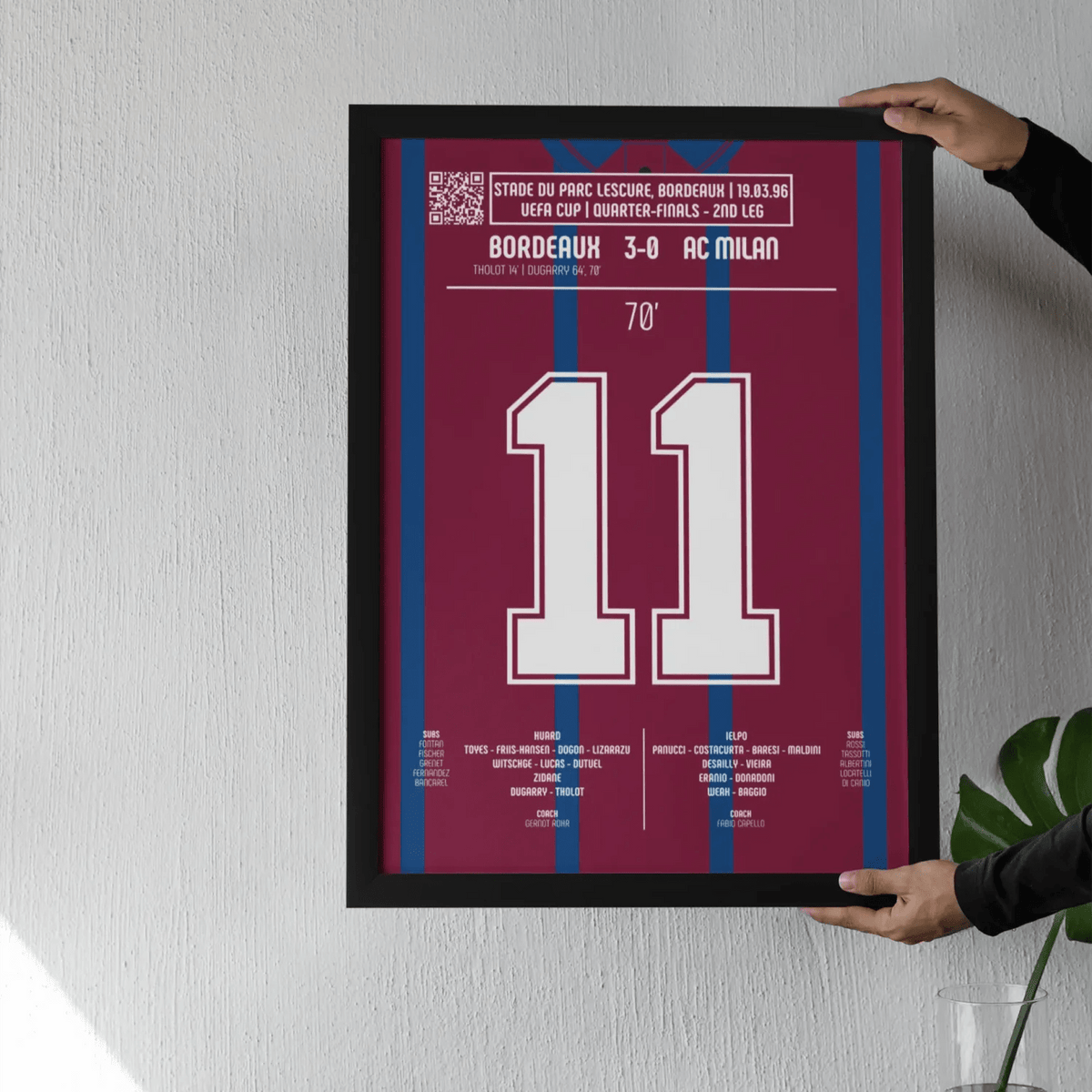 Poster du 2e but de Christophe Dugarry – Bordeaux vs AC Milan 1996 - Legendary Goals