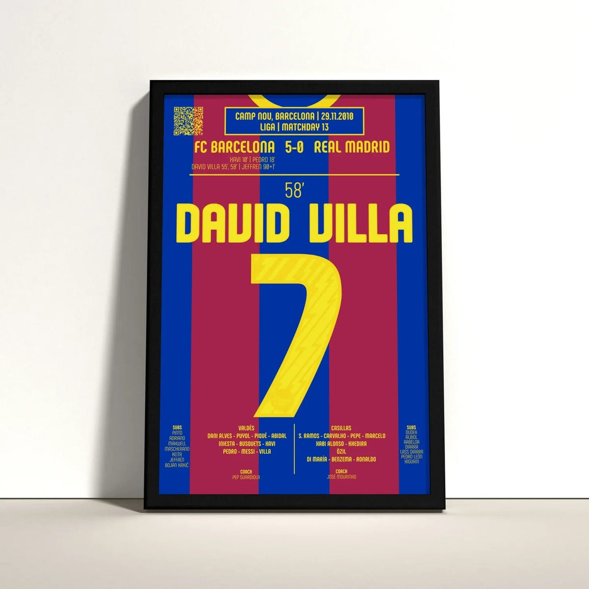 Poster du 2e but de David Villa – Barcelone vs Real Madrid 2010 - Legendary Goals