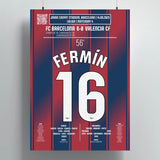 Poster du 2e but de Fermín – Barcelone vs Valence 2025 - Legendary Goals