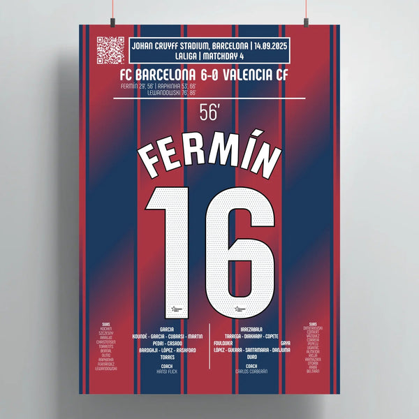Poster du 2e but de Fermín – Barcelone vs Valence 2025 - Legendary Goals
