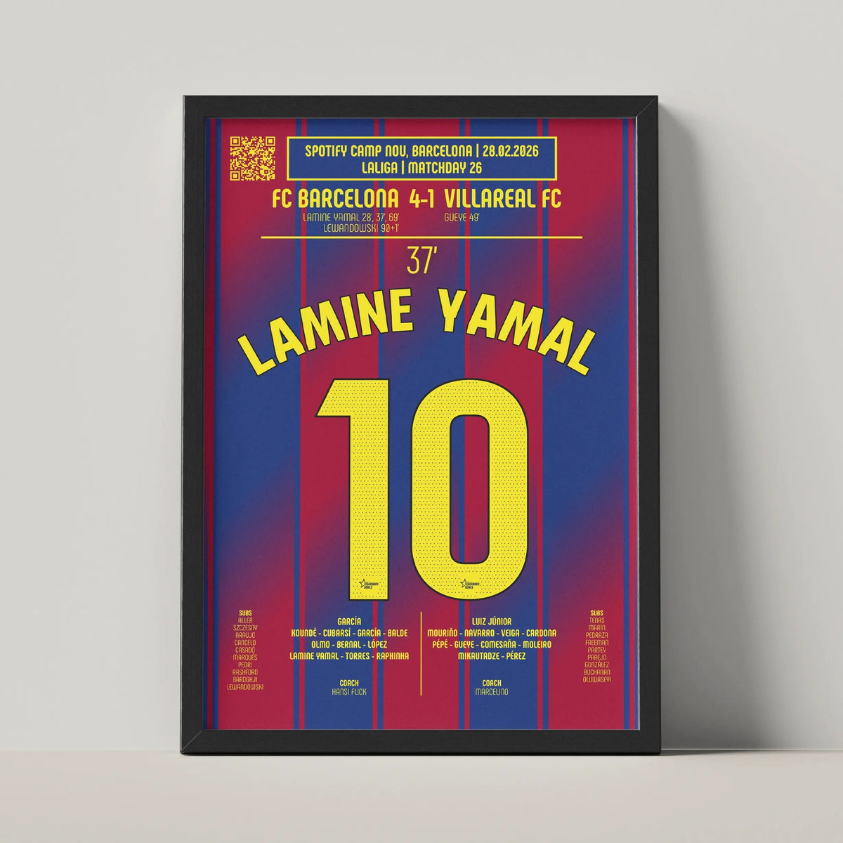 Poster du 2e but de Lamine Yamal - Barcelone vs Villarreal 2026 - Legendary Goals