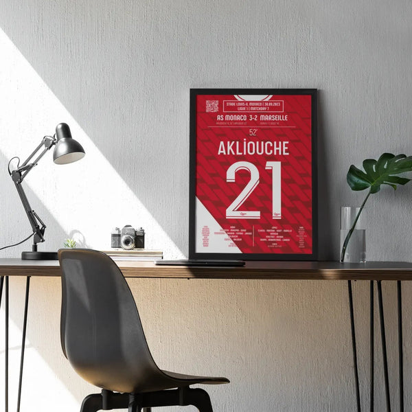 Poster du 2e but de Maghnes Akliouche – AS Monaco vs Olympique de Marseille 2023 - Legendary Goals