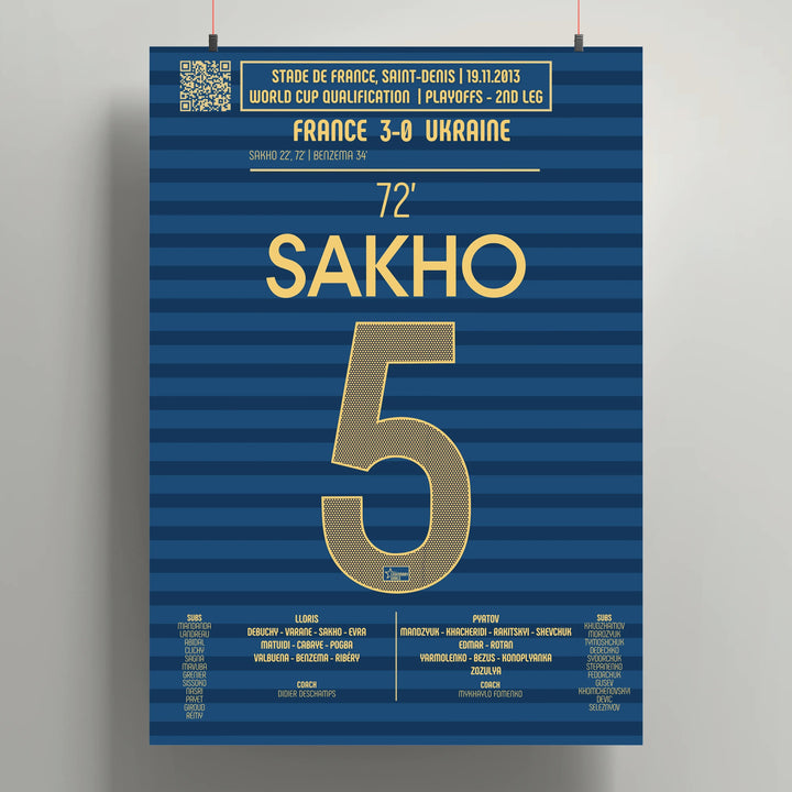 Póster del segundo gol de Mamadou Sakho - Francia vs Ukraine 2013 - Legendary Goals