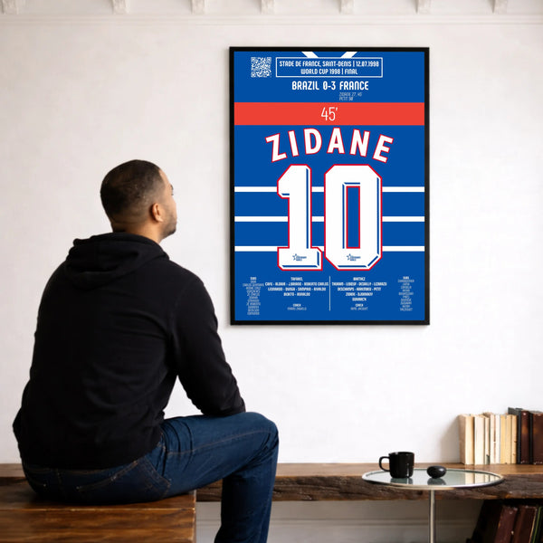 Poster du 2e but de Zinédine Zidane - France vs Brésil 1998 - Legendary Goals