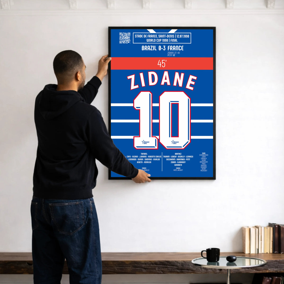 Poster du 2e but de Zinédine Zidane - France vs Brésil 1998 - Legendary Goals