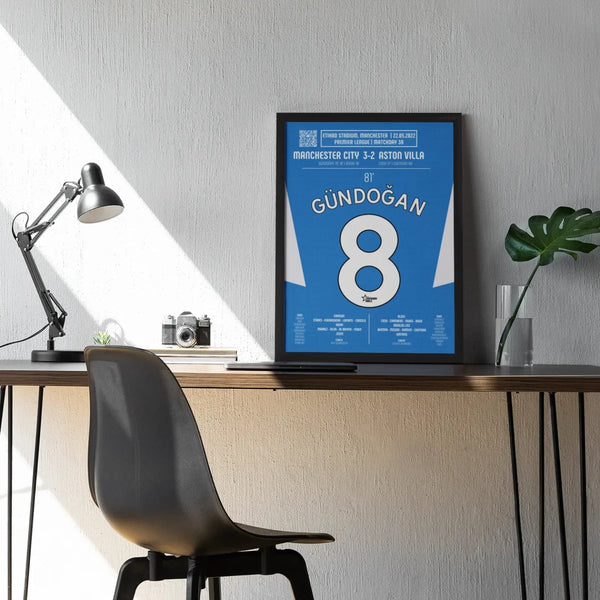 Poster du 2e but d’Ilkay Gündogan – Manchester City vs Aston Villa 2022 - Legendary Goals